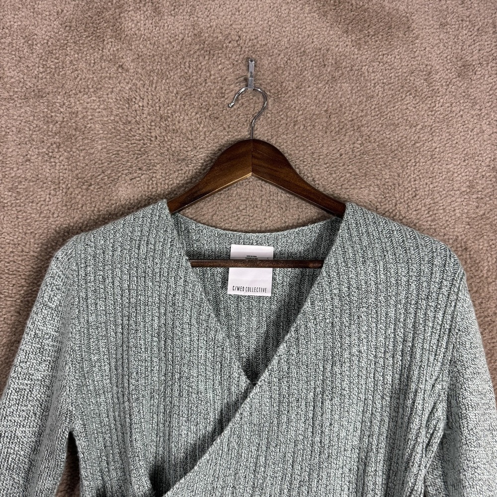 C/MEO Collective‎ Sweater Womens Small Surplice Wrap Ribbed Knit Long Sleeve - Picture 2 of 9